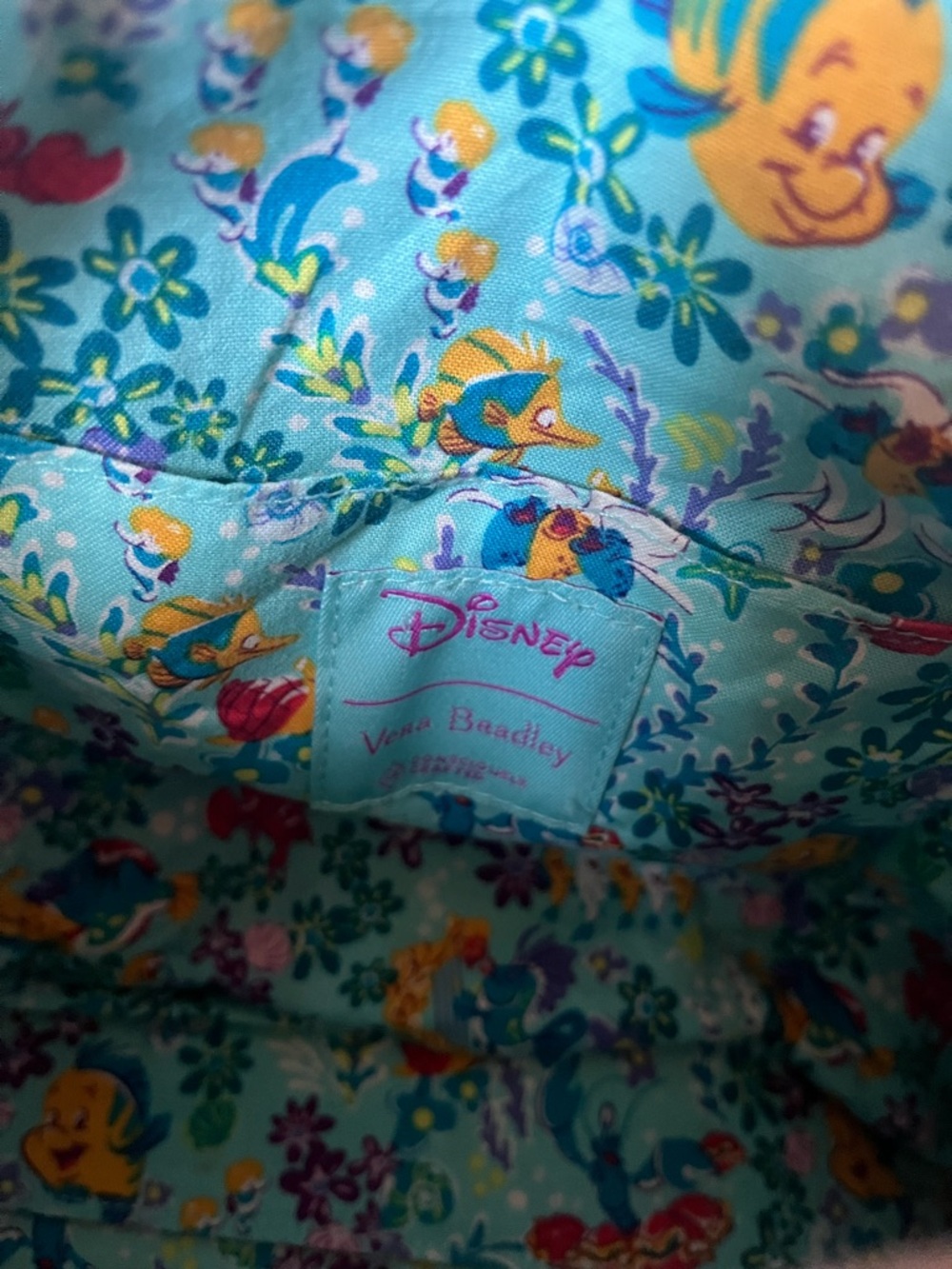 Vera Bradley Disney Ariel Little Mermaid Quilted Tote Bag - Picture 5 of 10